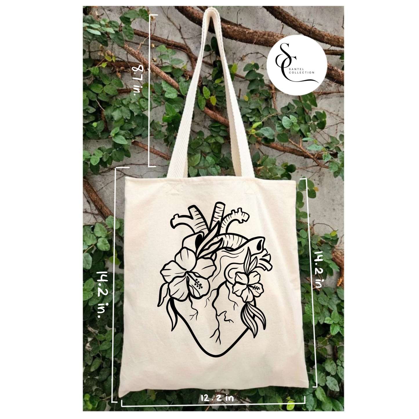 Floral heart Tote Bag