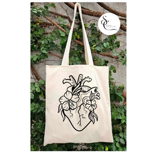 Floral heart Tote Bag