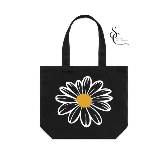 Black Daisy Tote Bag