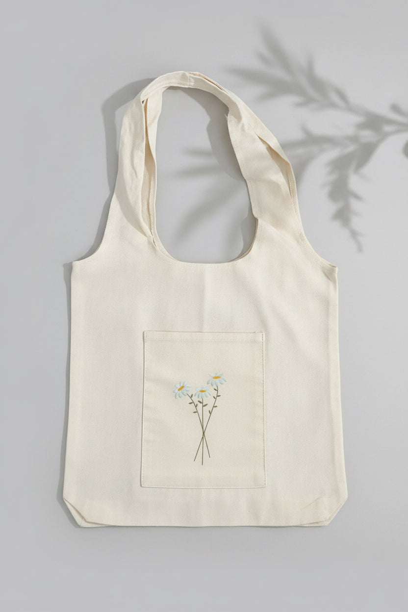 Tote bag de margarita con bolsillo