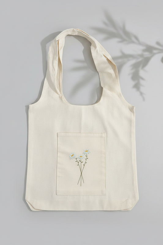 Tote bag de margarita con bolsillo