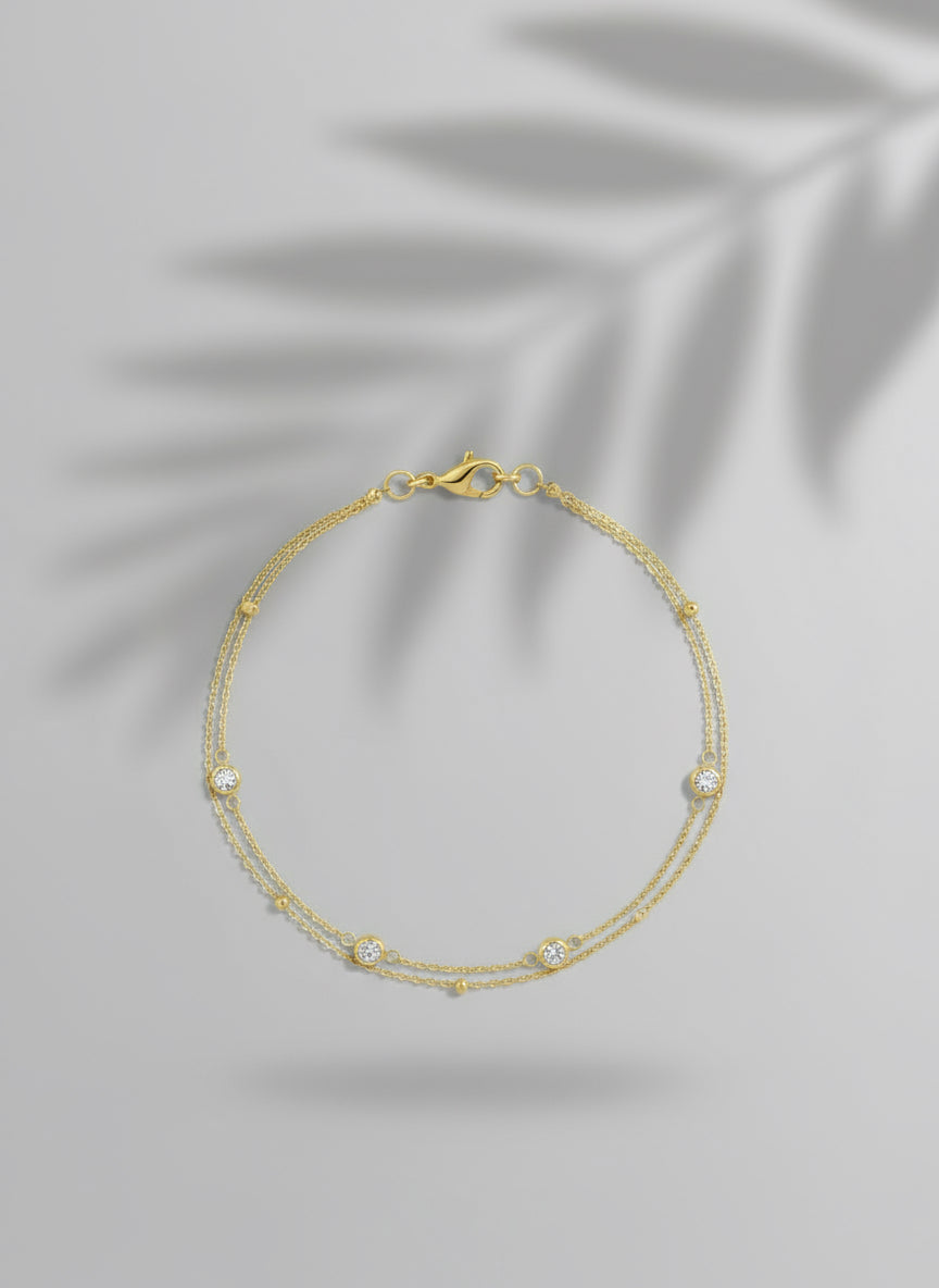 Tobillera de piedras blancas